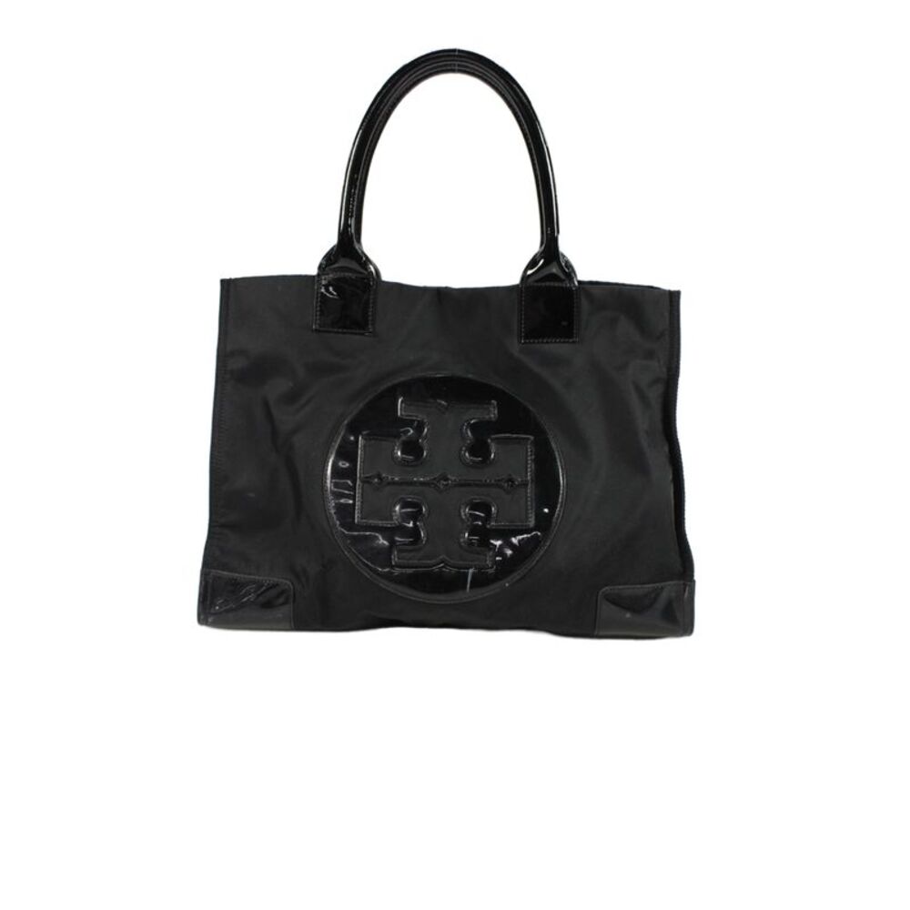 Tory Burch Womens Ella Nylon Snap Closure Tote Handbag Black